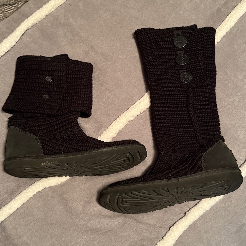 Black Knit UGG Button Boots - Picture 8 of 8